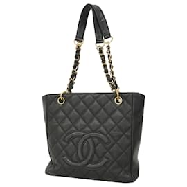 Chanel-Chanel Black Grained Calfskin Tote Bag-Black