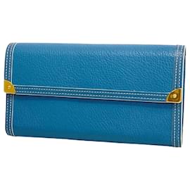 Louis Vuitton-Louis Vuitton Long Wallet Suhali Porte Tresor International M91837-Blue