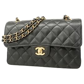 Chanel-Chanel Black Grained Calfskin Shoulder Bag-Black