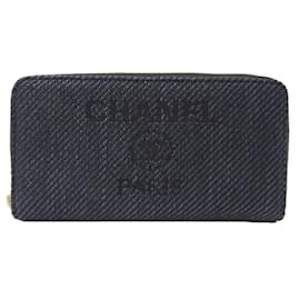 Chanel-Chanel Deauville Long Wallet-Black,Navy blue