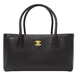 Chanel-Chanel Black Leather Tote Bag-Black