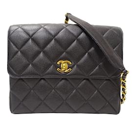 Chanel-Chanel Black Grained Calfskin Shoulder Bag-Black