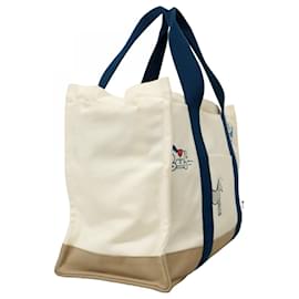 Hermès-Hermes Tote Bag Adada Canvas-White,Blue