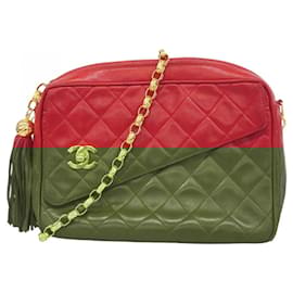 Chanel-Chanel Red Lambskin Shoulder Bag-Red
