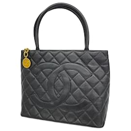 Chanel-Chanel Black Grained Calfskin Tote Bag-Black