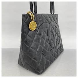 Chanel-Chanel Black Grained Calfskin Tote Bag-Black