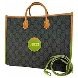 Gucci-Gucci Wool Tote Bag-Green,Light brown