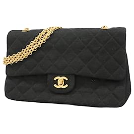 Chanel-Chanel Black Cotton Shoulder Bag-Black
