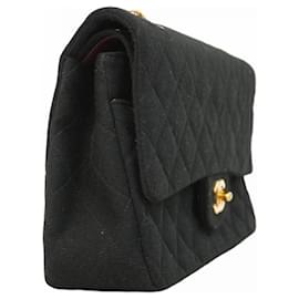 Chanel-Chanel Black Cotton Shoulder Bag-Black