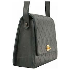 Chanel-Chanel Black Lambskin Shoulder Bag-Black