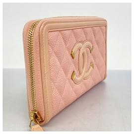 Chanel-Chanel Long Wallet in Pink Grained Calfskin-Pink