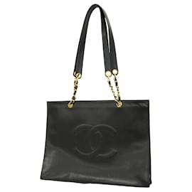 Chanel-Chanel Black Grained Calfskin Tote Bag-Black