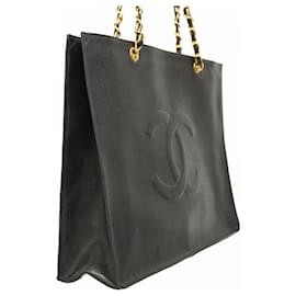 Chanel-Chanel Black Grained Calfskin Tote Bag-Black