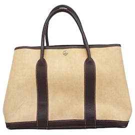 Hermès-Hermes Tote Bag Garden PM Toile Ash Brown-Brown