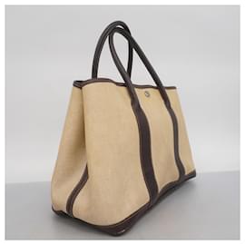 Hermès-Hermes Tote Bag Garden PM Toile Ash Brown-Brown