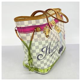 Louis Vuitton-Louis Vuitton Damier Azur Neverfull MM Tote Bag-White,Multiple colors