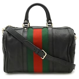 Gucci-GUCCI Sherry Line Handbag-Black,Red,Green