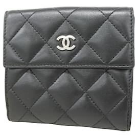 Chanel-Chanel Black Lambskin Bi-Fold Wallet-Black