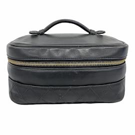 Chanel-Chanel Black Leather Vanity Bag-Black