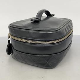 Chanel-Chanel Black Leather Vanity Bag-Black