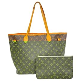 Louis Vuitton-Louis Vuitton Monogram Neverfull MM Tote Bag-Brown,Pink