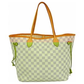 Louis Vuitton-Louis Vuitton Damier Azur Neverfull MM Tote Bag-White