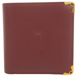 Cartier-Cartier Bordeaux Leather Bi-Fold Wallet-Dark red