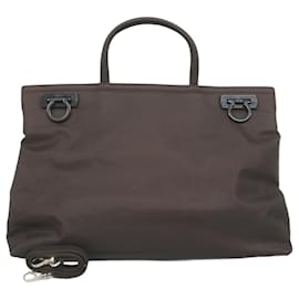 Salvatore Ferragamo-Salvatore Ferragamo Brown Nylon Tote Bag-Brown