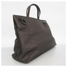 Salvatore Ferragamo-Salvatore Ferragamo Brown Nylon Tote Bag-Brown