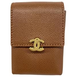 Chanel-Chanel Brown Grained Calfskin Cigarette Case-Brown
