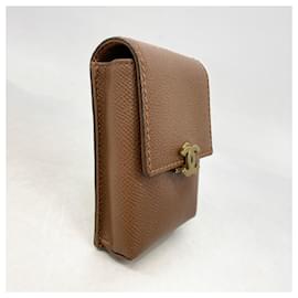 Chanel-Chanel Brown Grained Calfskin Cigarette Case-Brown
