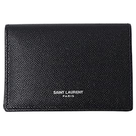 Saint Laurent-Saint Laurent Black Leather Card Case-Black