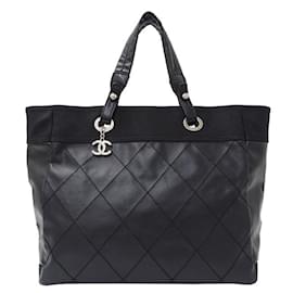 Chanel-Chanel Black Coated Canvas Tote Bag-Black