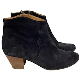 Isabel Marant- Isabel Marant Dicker Western Boots in Black Suede-Black