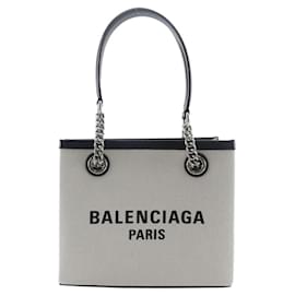 Balenciaga-Balenciaga Small Tote Nylon Canvas Light Grey-Grey