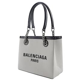 Balenciaga-Balenciaga Small Tote Nylon Canvas Light Grey-Grey