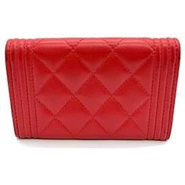 Chanel-Chanel Boy Card Case Red Lambskin-Red