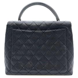 Chanel-Chanel Caviar Skin Kelly Handbag Black Gold Hardware-Black
