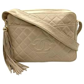 Chanel-Chanel Lambskin Matelasse Shoulder Bag Beige-Brown,Beige