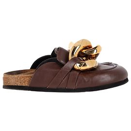 Braune Leder-Mules mit Curb-Kette von JW Anderson Braun Rot
