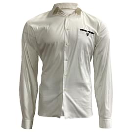 Prada-Prada Button Up Shirt in White Cotton-White,Cream
