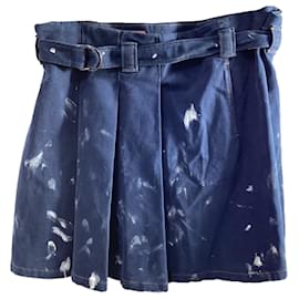 Acne-Acne Studios Blå Konst Denim Painted Skirt in Blue Cotton-Blue,Light blue