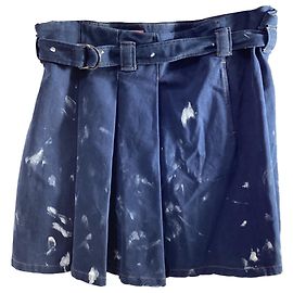 Saia de denim pintada Blå Konst da Acne Studios em algodão azul Azul Azul claro