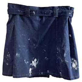 Acne-Acne Studios Blå Konst Denim Painted Skirt in Blue Cotton-Blue,Light blue