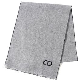 Christian Dior Sciarpa lunga in cashmere e lana con logo CD di Dior Grigio