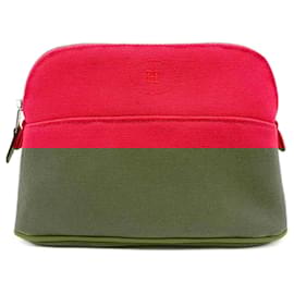 Hermès-Hermes Bolide Pouch PM Pink Cotton Canvas-Pink