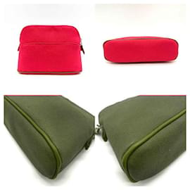 Hermès-Hermes Bolide Pouch PM Pink Cotton Canvas-Pink