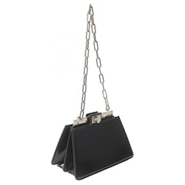 Fendi-Fendi Peekaboo Mini Leather Shoulder Bag 8BN339-Black