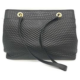 Bally-Bally Leather Chain Tote Bag Black Gold-Black