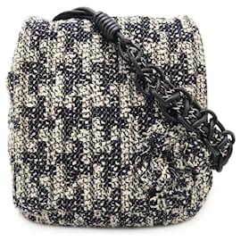 Chanel-Chanel Camellia Tweed Leather Shoulder Bag-Black